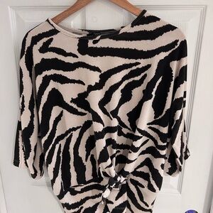 CLARA SUNWOO Zebra Patterned Black and Cream Blouse